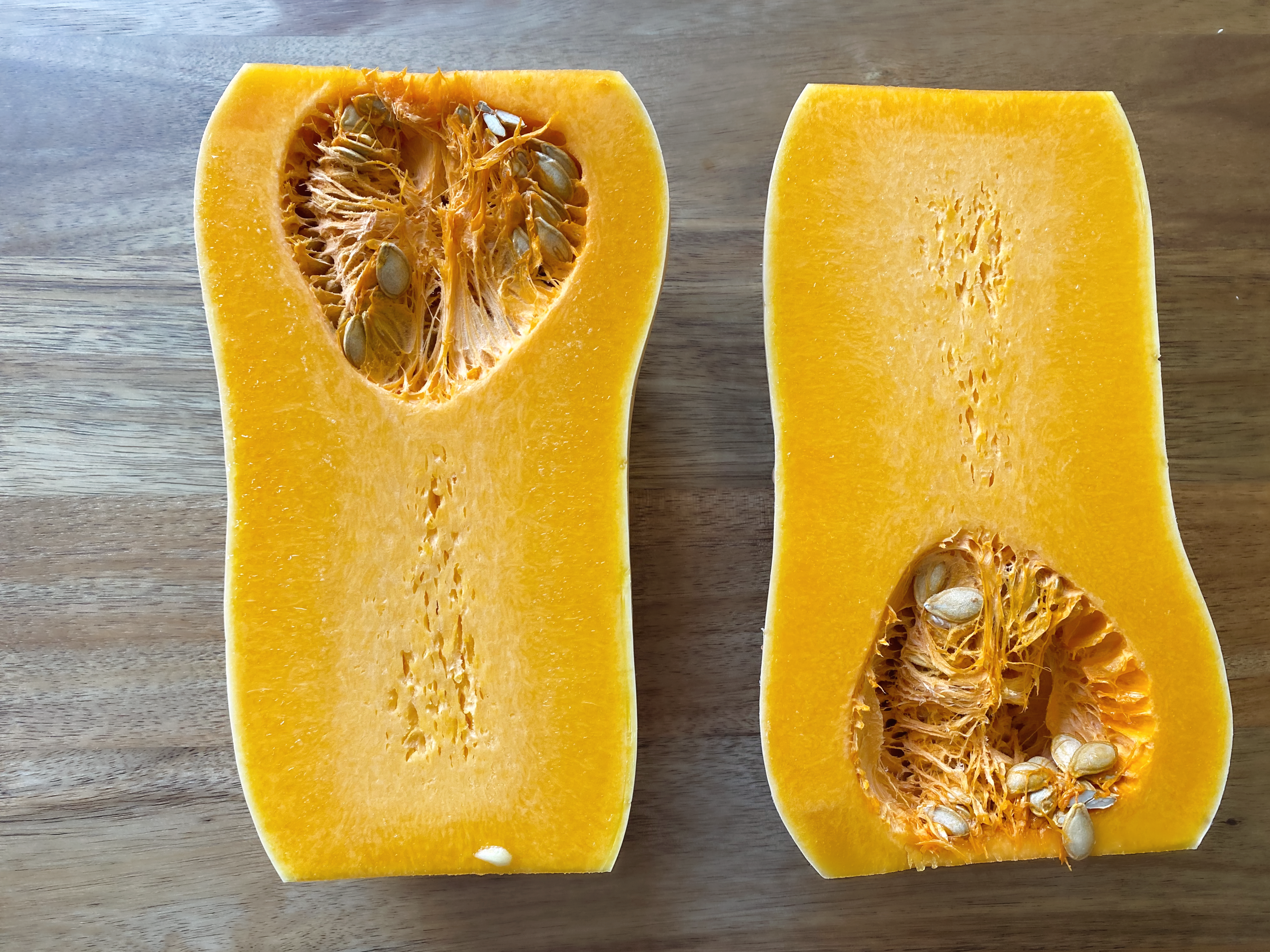 halved butternut squash