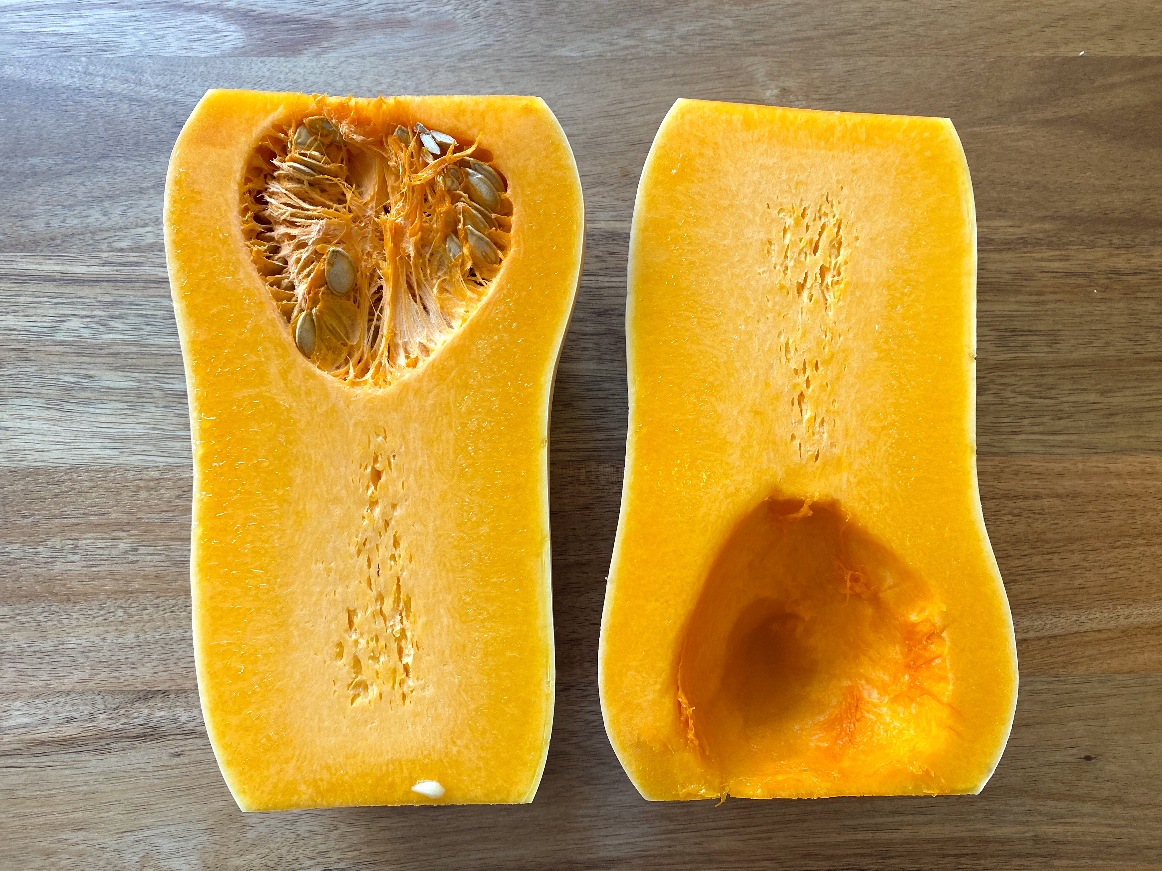 halved butternut squash
