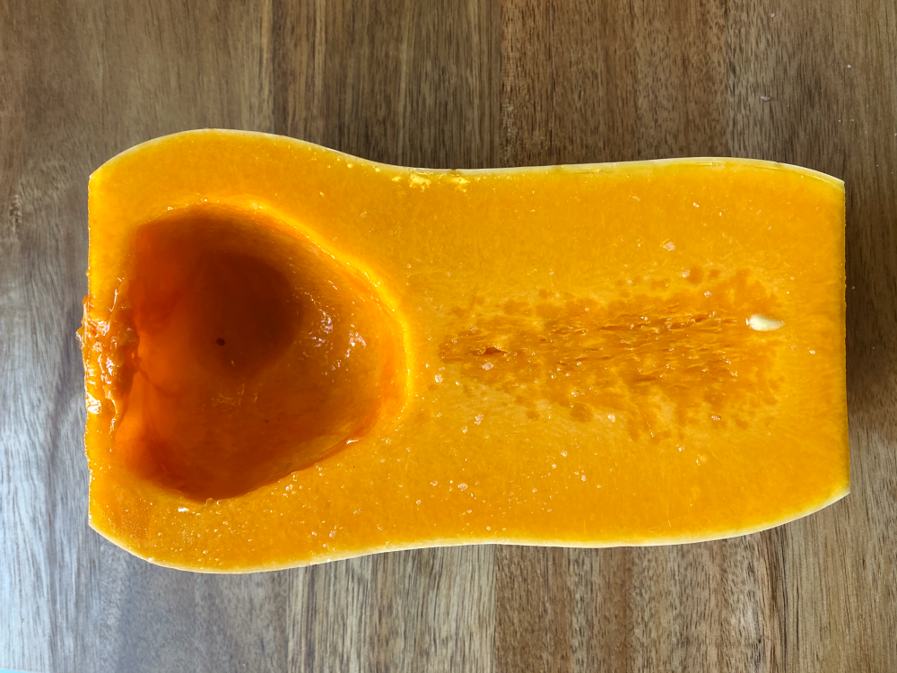 halved butternut squash